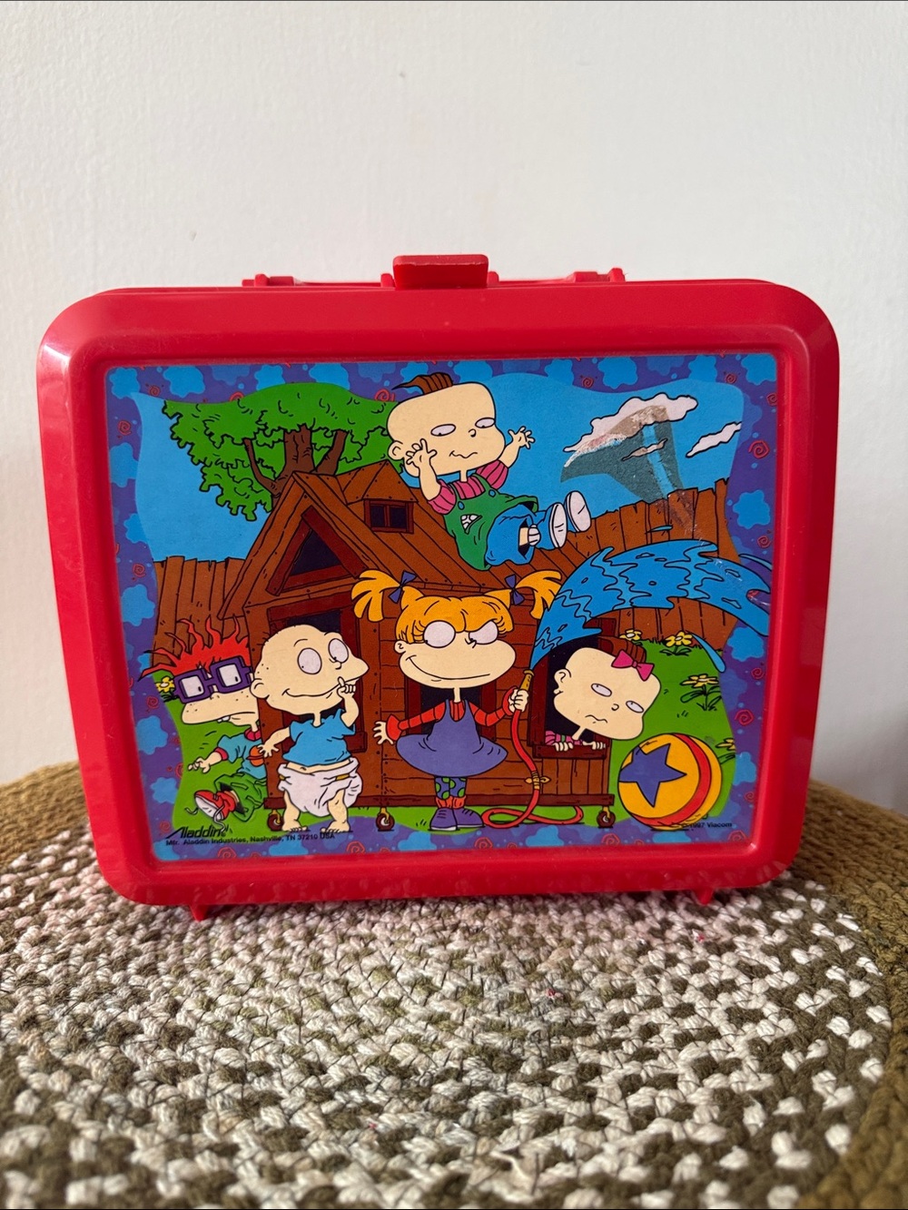 Vtg 90s Rugrats Red Plastic Lunchbox Aladdin Nickelodeon Cartoon Collectible